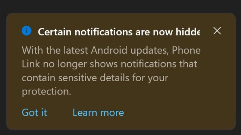 微软提醒用户由于Android 15隐私权限设置 验证码等敏感通知无法传输到PC – 蓝点网