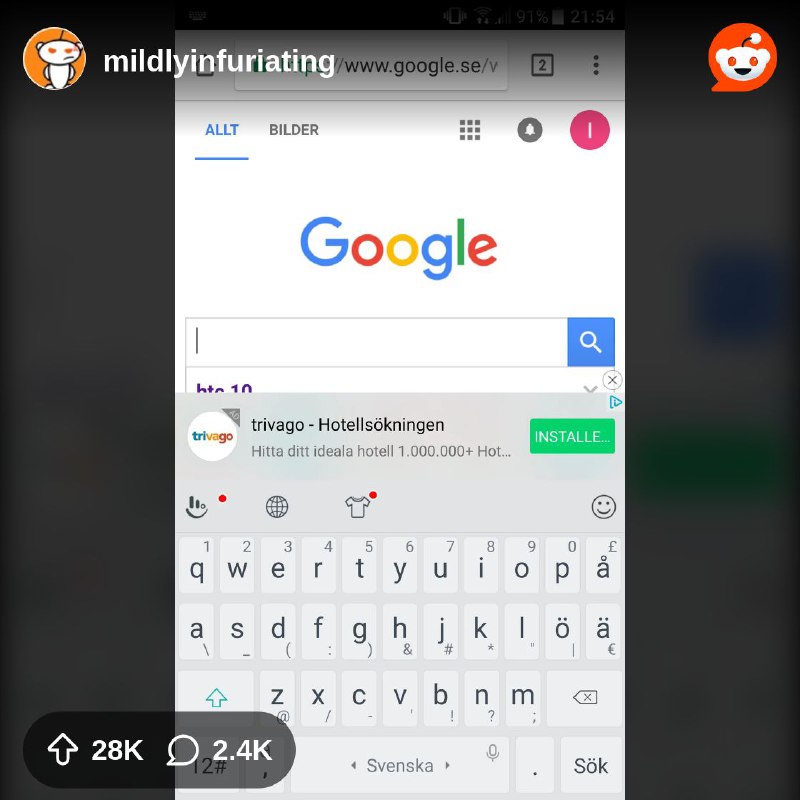 From the mildlyinfuriating community on Reddit: The standard keyboard on the HTC 10 has begun showing ads