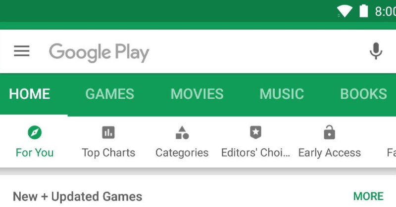 Google Play Store rolling out nested tab design that goes against Material guidelines