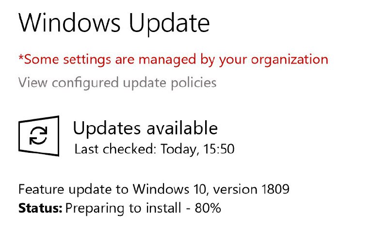 Windows 10 version 1809 已通过 Windows Update 推送