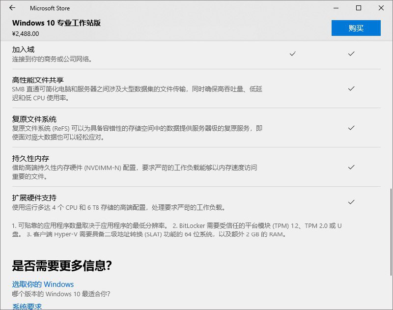 微软也学坏了……ReFS本来是Windows 10 Pro的标配，在1703还是1709给砍掉了，加到Windows 10 Pro for Workstation了……