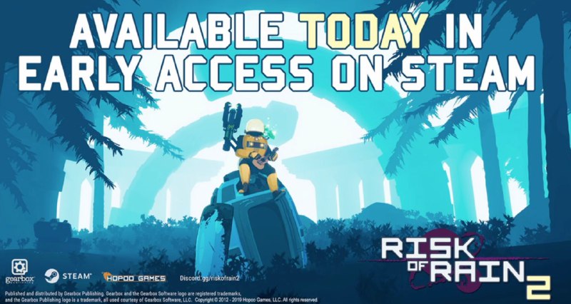 risk of rain2公布现在即可在steam购买，ea测试阶段支持4人合作国区价格70元，购买可获得一份游戏副本分享好友